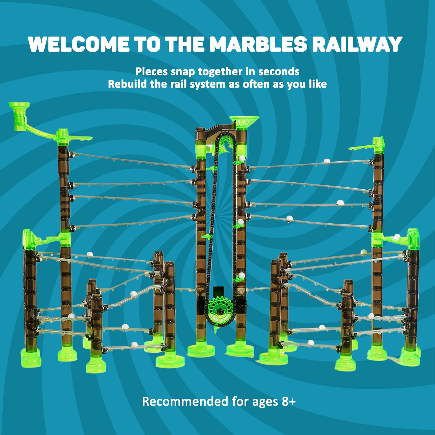 App access offers interactive guides and challenges to extend marble racing fun.