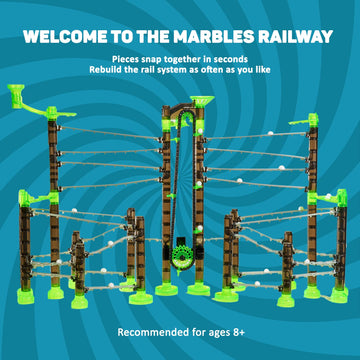 App access offers interactive guides and challenges to extend marble racing fun.