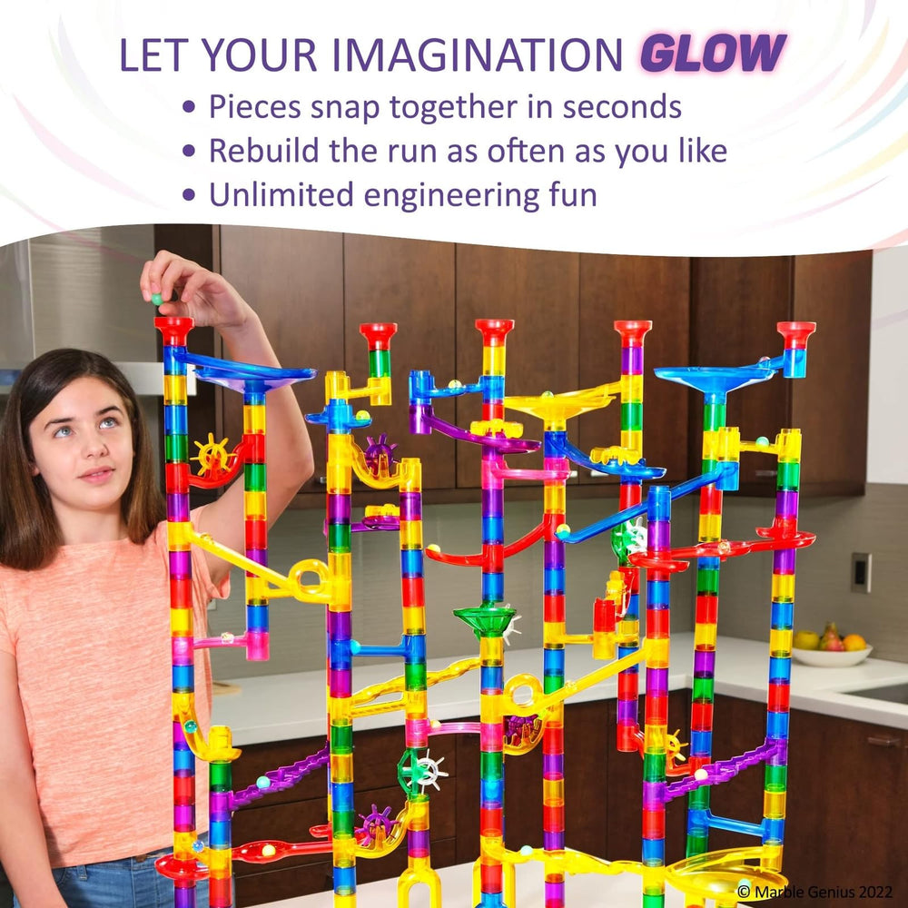 Marble Genius glow marbles with glass and plastic options.