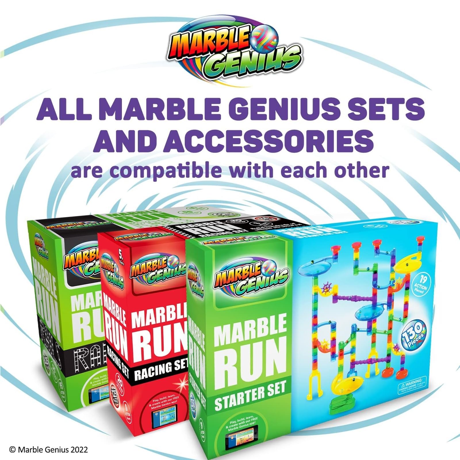 Holiday gift-ready Marble Genius set for curious kids and builders.