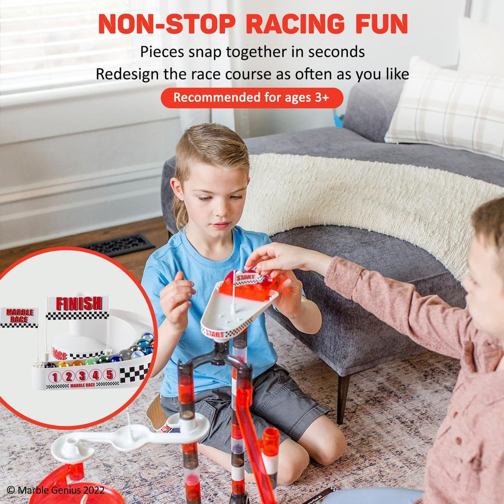 Marble Genius jump ramp highlights fast-paced races and air time