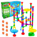 Marble Genius Marble Run Starter Set with 130 track pieces creates colorful pathways.