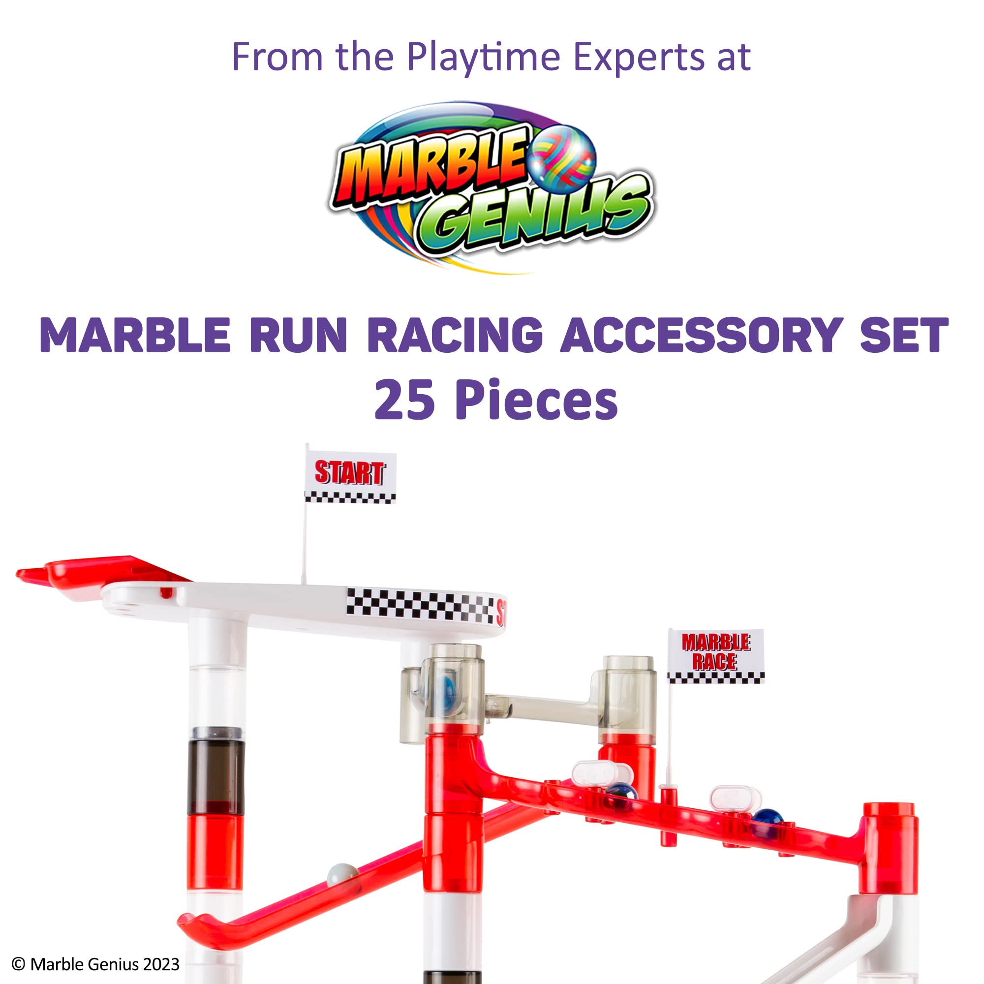 Marble Genius racing track deflectors add twists to marble runs