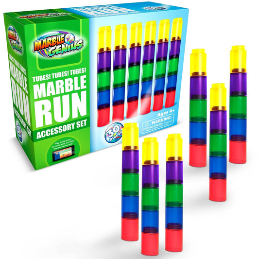 Marble Genius tubes 30pcs: transparent tracks for easy observation and experimentation