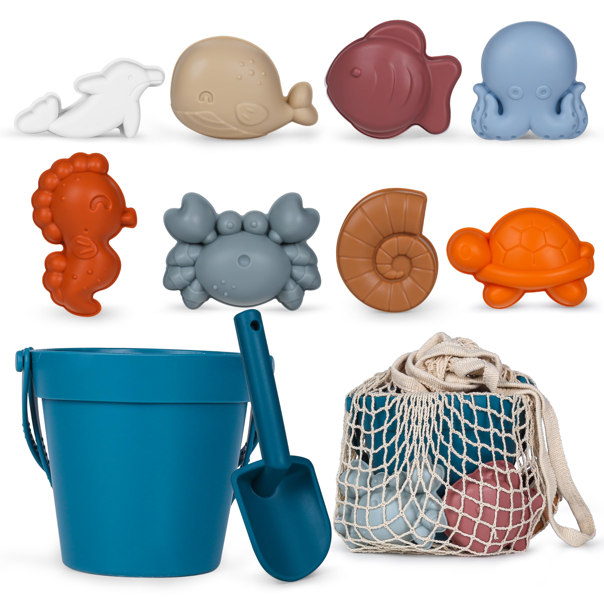 MarcZero silicone beach bucket for easy sand scooping and kid-friendly grip.