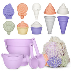 MarcZero silicone beach bucket purple for easy sand building