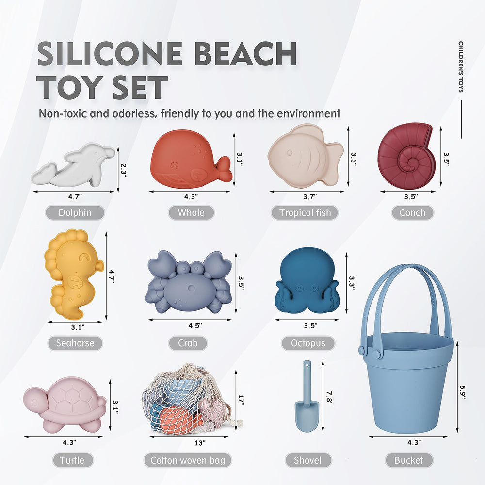 MarcZero silicone beach shovel in blue, gentle on little hands for digging