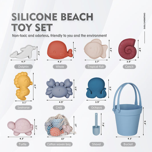 MarcZero silicone beach shovel in blue, gentle on little hands for digging