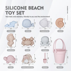 MarcZero silicone beach shovel in pink improves grip for tiny hands during seaside fun.