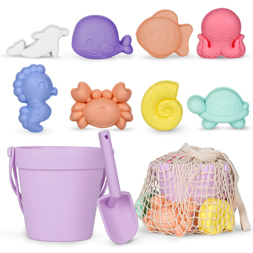 MarcZero silicone beach toy bucket, durable and easy to grip for kids