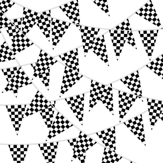 MARFOREVER 164ft flag banner with black-and-white checks for outdoor party visibility