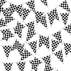 MARFOREVER 164ft flag banner with black-and-white checks for outdoor party visibility