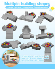Close-up of DIY foam blocks forming a climb route for toddlers.