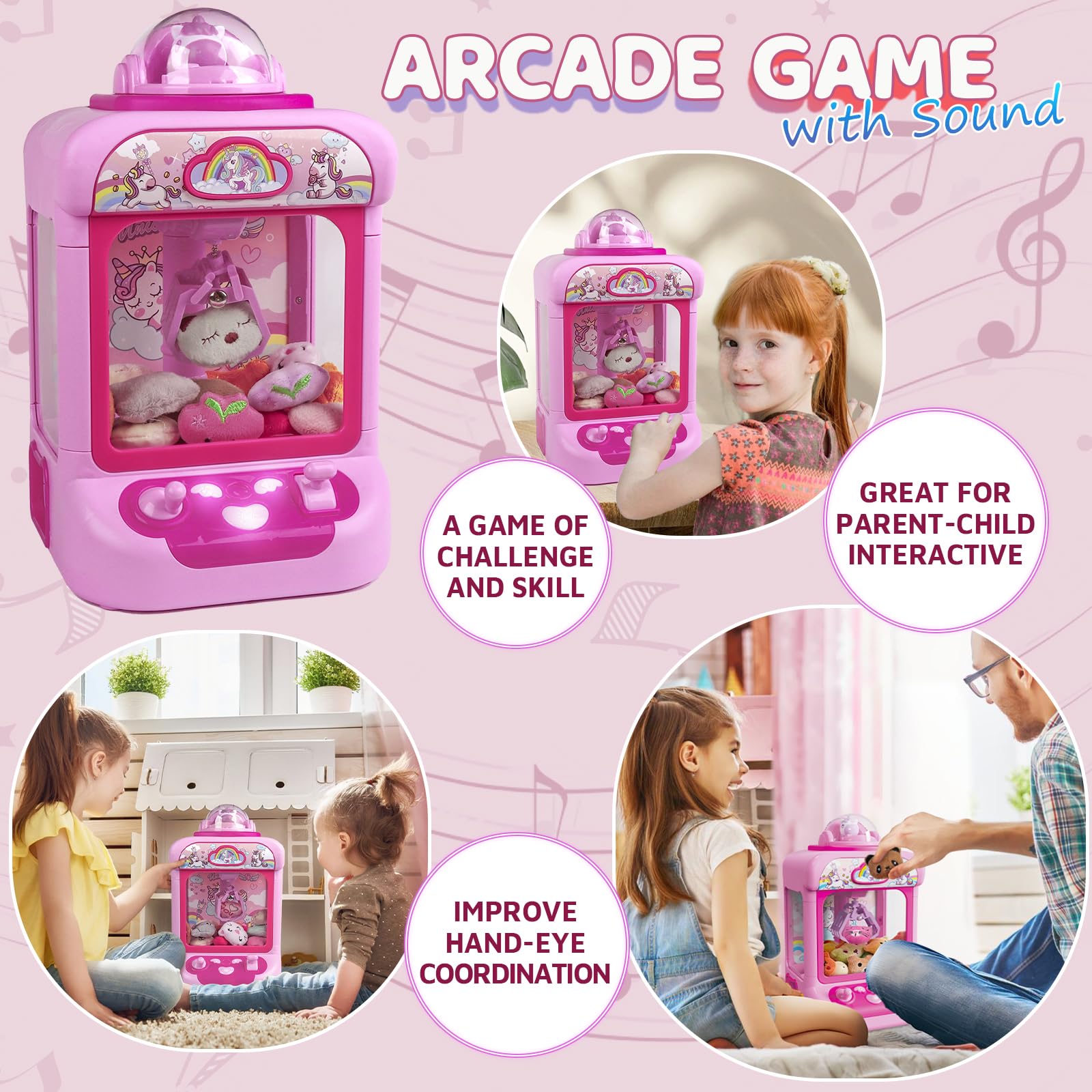 Marlrin 20 mini plush prizes inside the machine entice repeated tries and anticipation.
