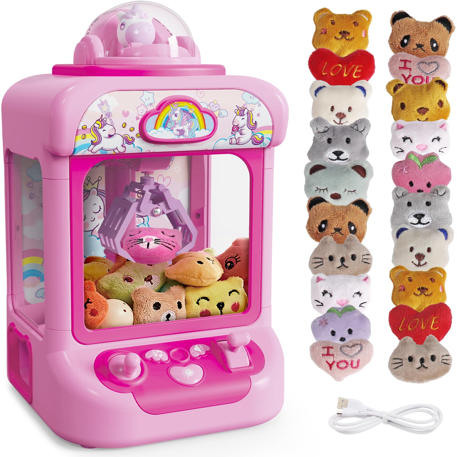 Marlrin Claw Machine front view with unicorn design boosts party fun and kid engagement.