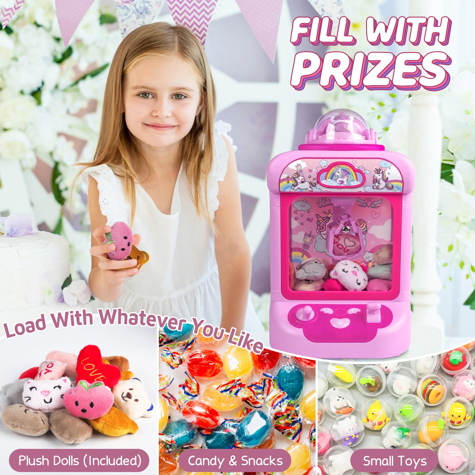 Marlrin claw machine in action with built in sound enhances playtime energy.