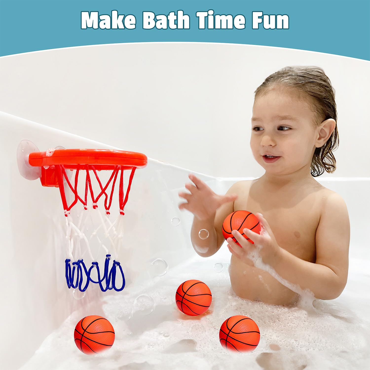 MARPPY toddler enjoying bath time with the hoop and balls set
