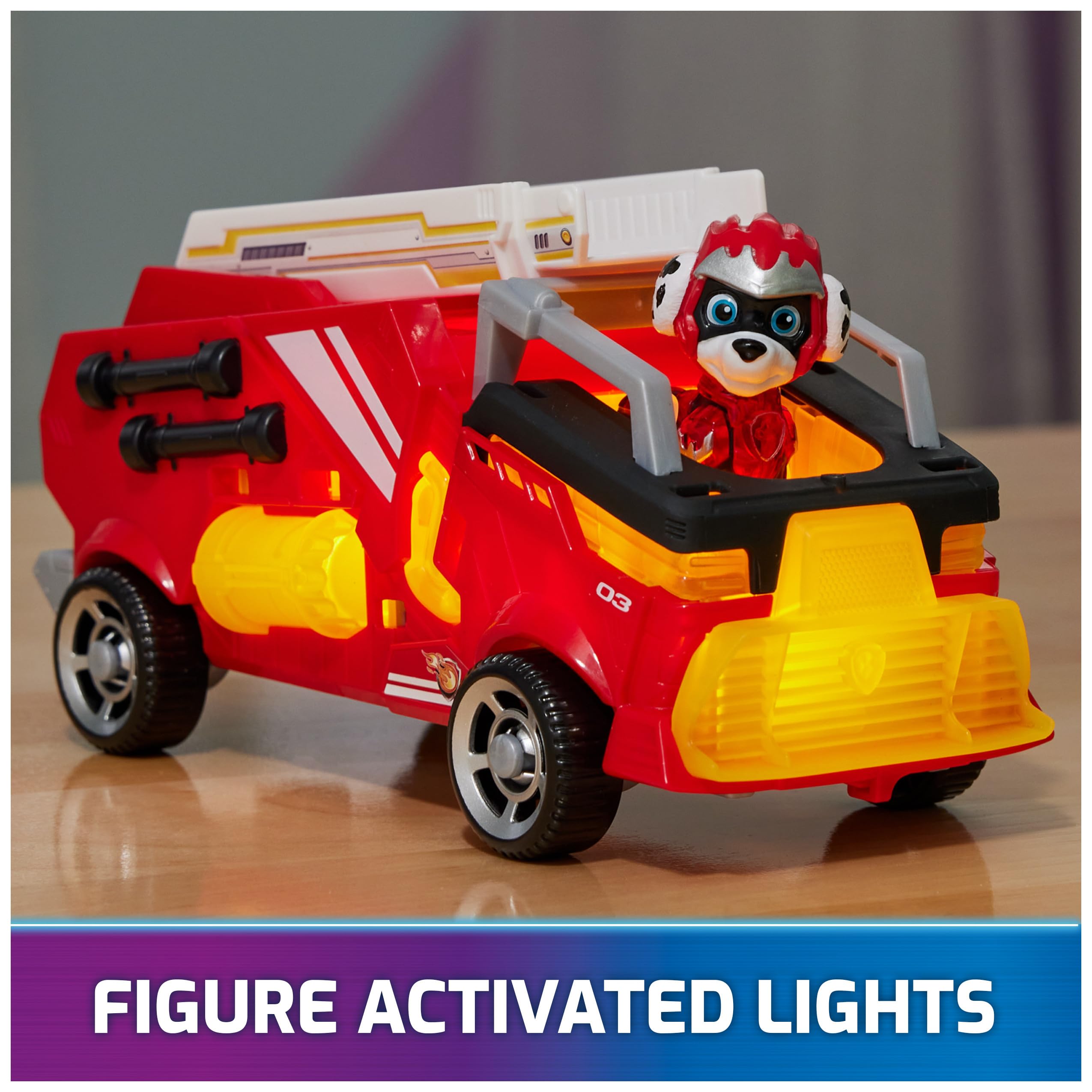 Marshall Mighty Pups figure seated in the truck for authentic movie style play