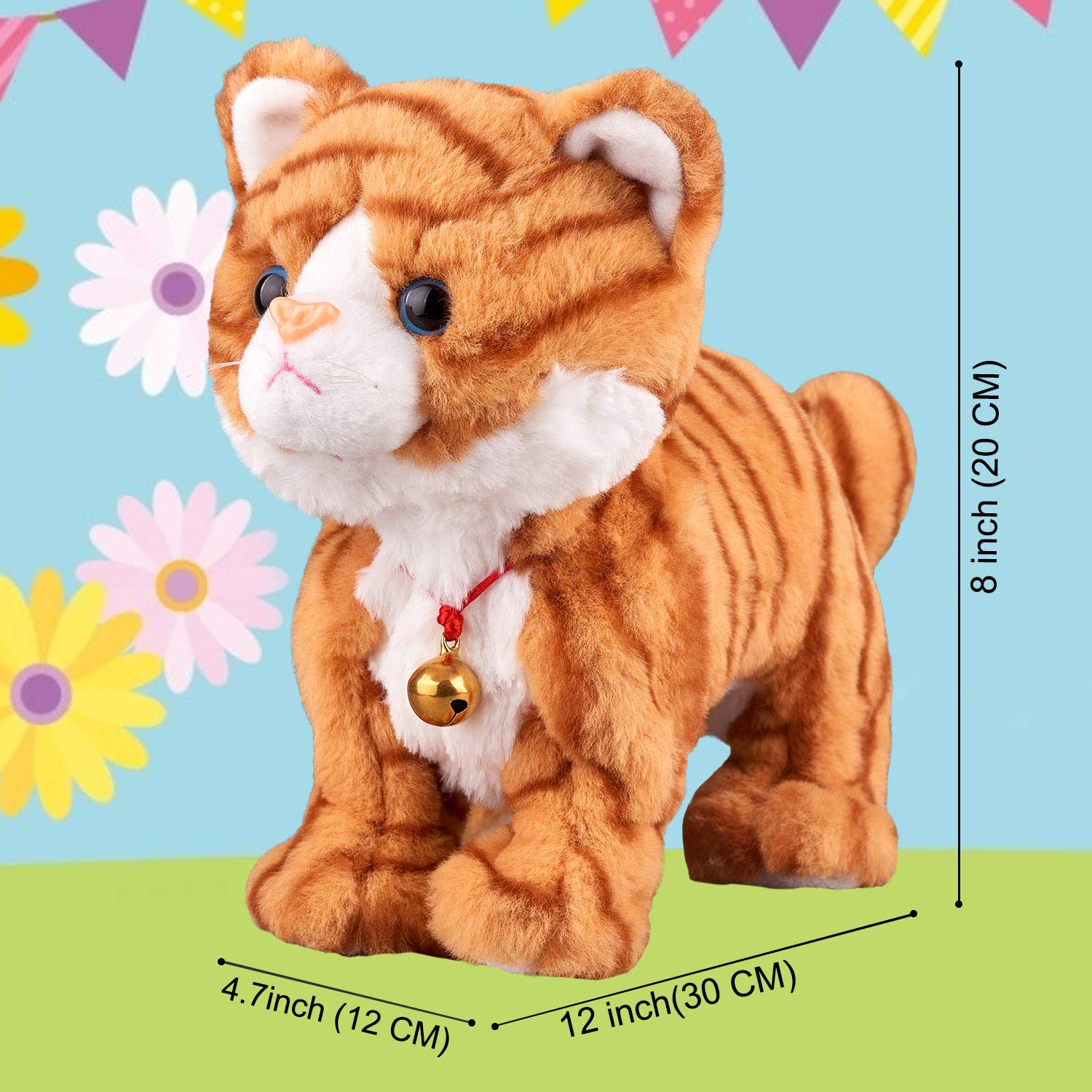 Marsjoy Pattern Yellow Plush Cat being played with by a baby and caregiver for bonding.