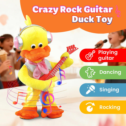Marsjoy singing duck plush toy performing while kids listen.