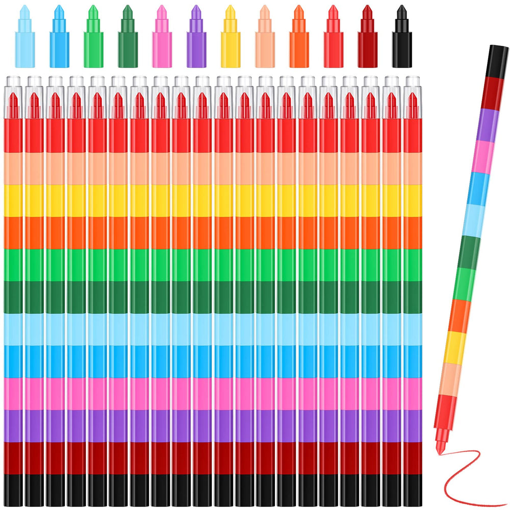 Marspark 20-pcs stackable crayons pack with 12 colors for creative play