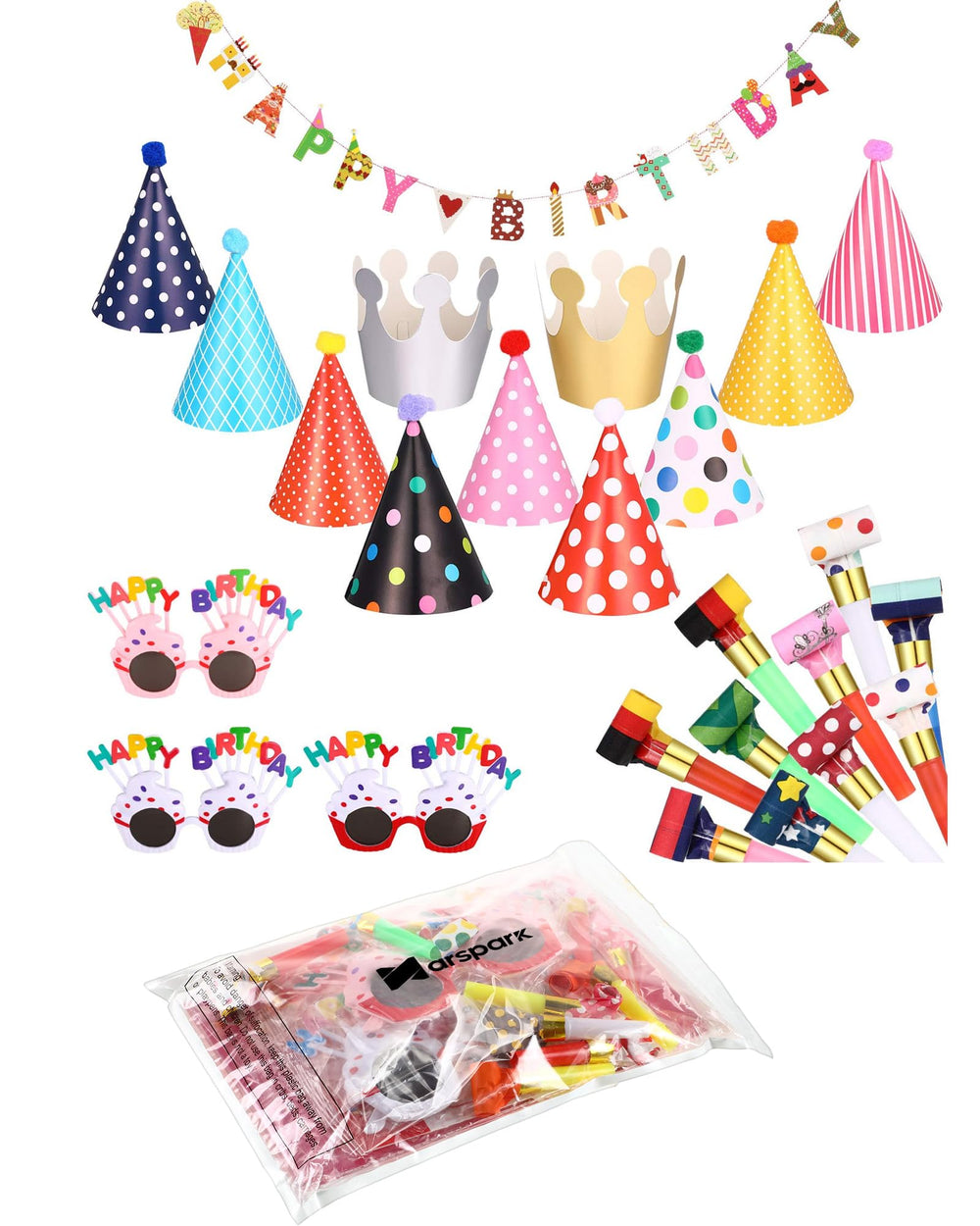 Marspark Party Decoration Set arranged for ceilings, walls, or dessert tables.