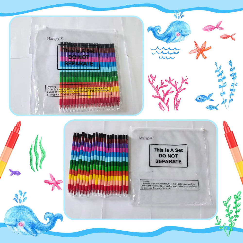 Marspark stackable crayons detachable pieces for customizable lengths and shapes