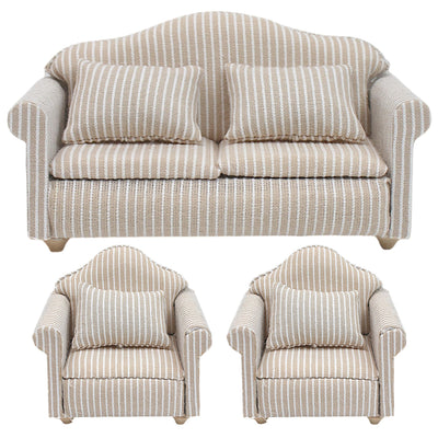 Marsrut 3pcs dollhouse couch set for a cohesive 1/12 living room scene