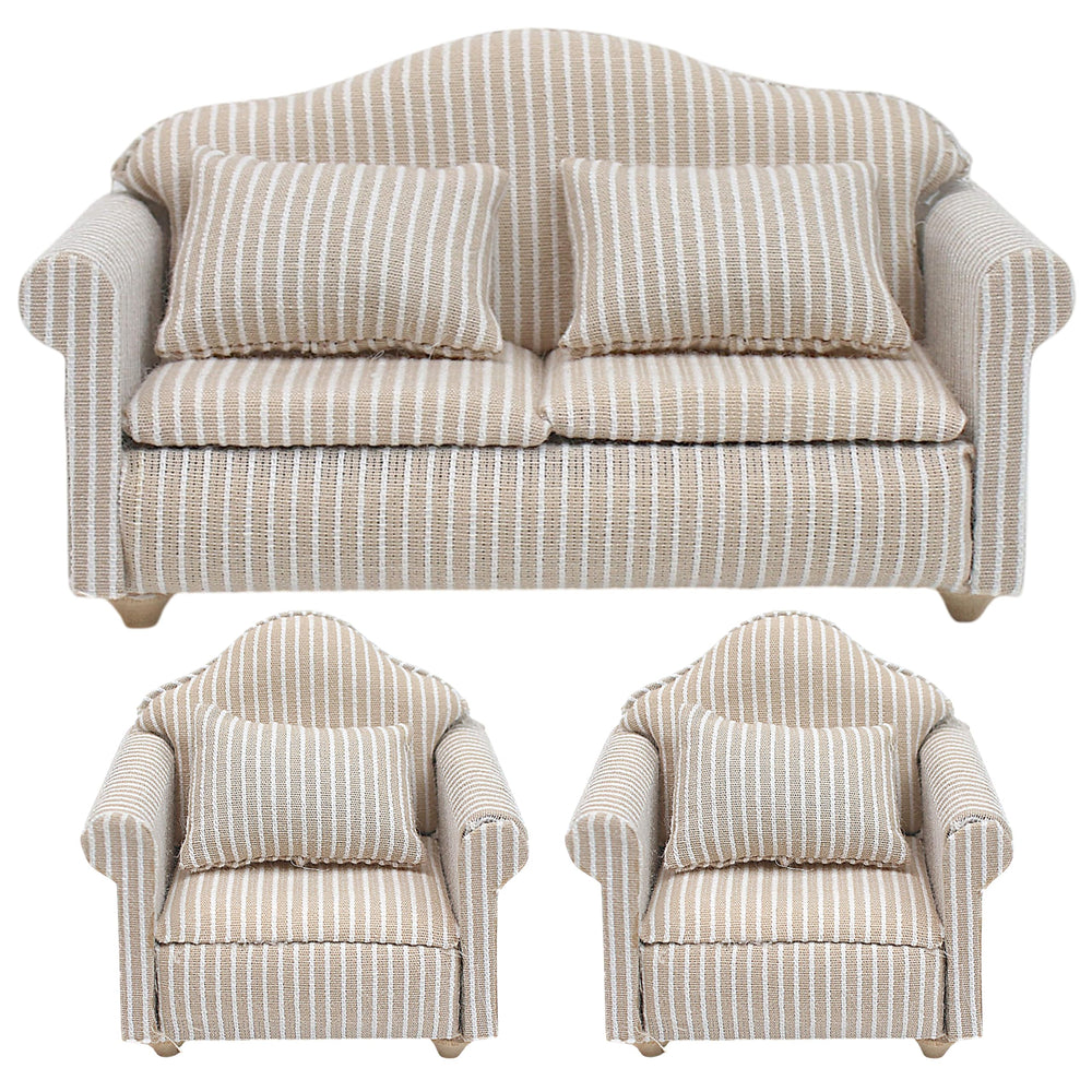 Marsrut 3pcs dollhouse couch set for a cohesive 1/12 living room scene