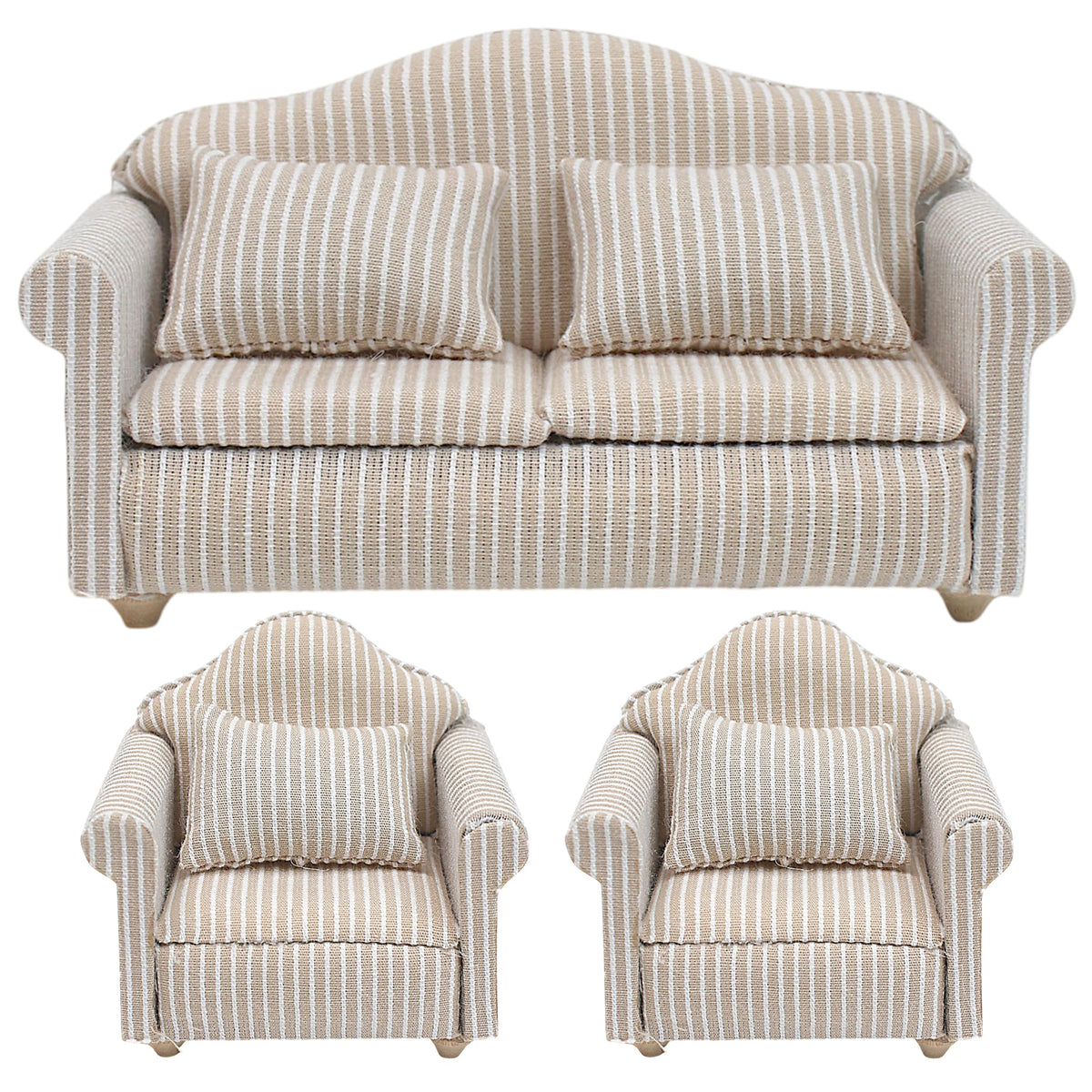 Marsrut 3pcs dollhouse couch set for a cohesive 1/12 living room scene