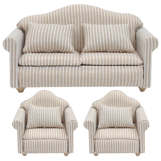 Marsrut 3pcs dollhouse couch set for a cohesive 1/12 living room scene