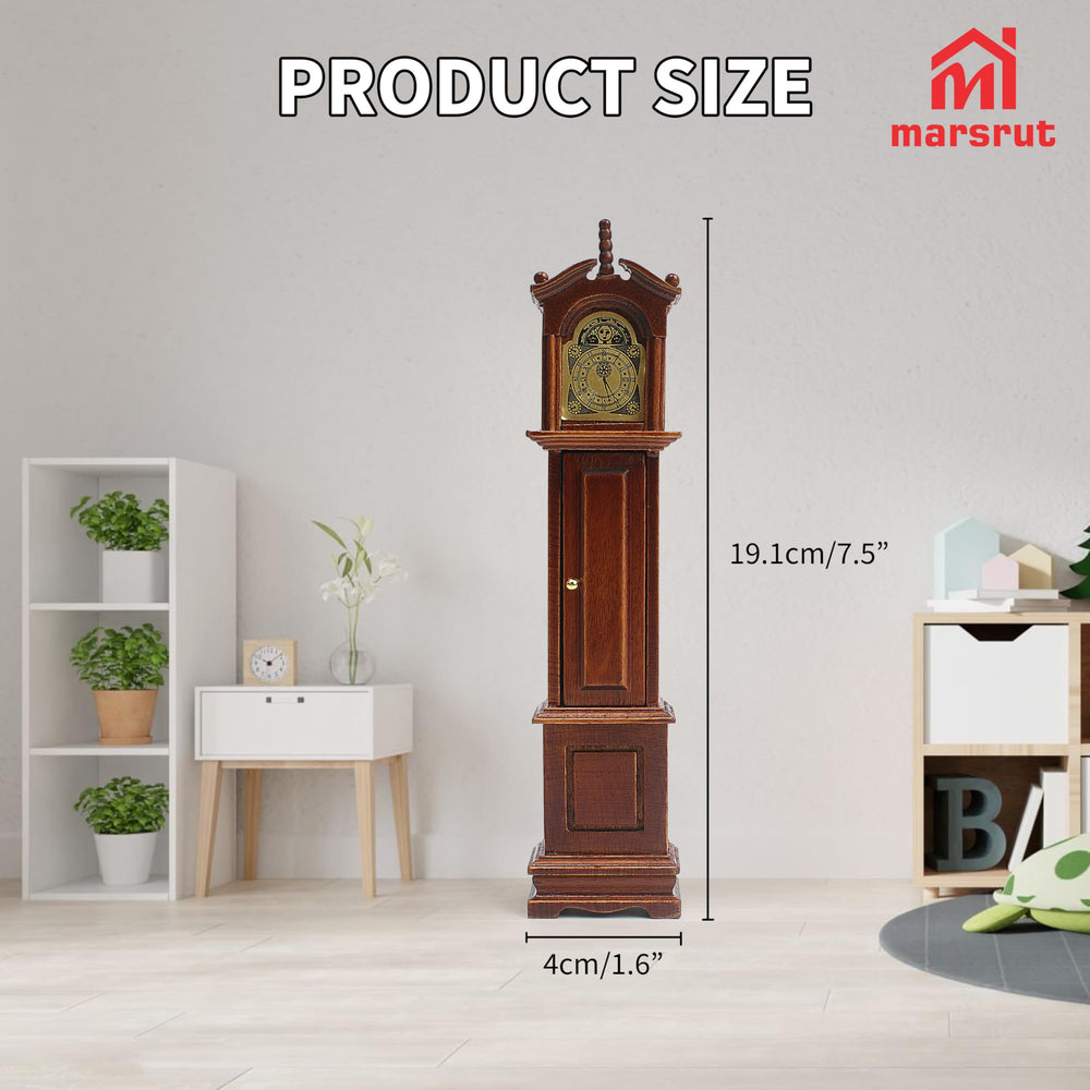 Marsrut dollhouse clock in living room decor enhances Victorian ambience.