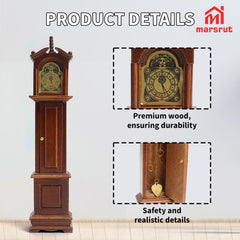 Marsrut miniature wooden grandfather clock set complements 1:12 interiors.