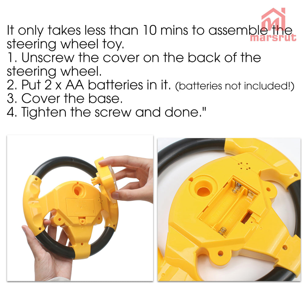 Marsrut steering wheel toy yellow dashboard detail shown for ignition feel