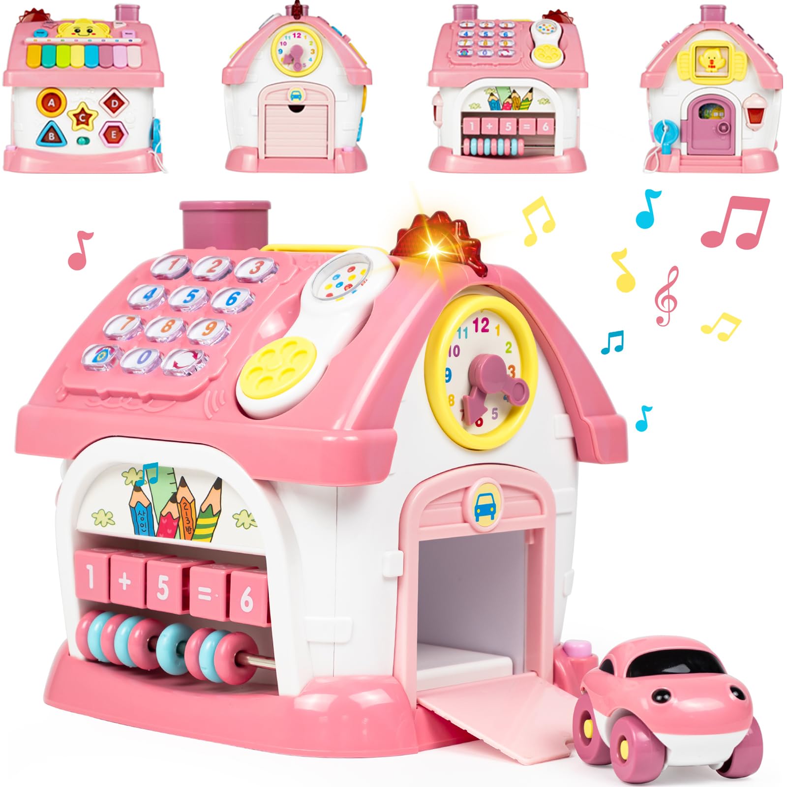 Marstone 8-in-1 musical learning house front view boosts imaginative play and early learning.
