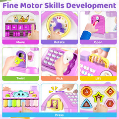 Marstone 8-in-1 learning house clock helps basic time concepts and routine recognition.