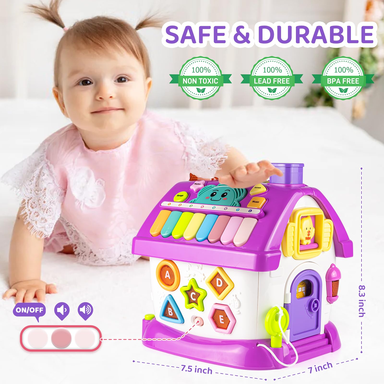 Marstone 8-in-1 learning house door-garage invites exploration and early problem-solving.