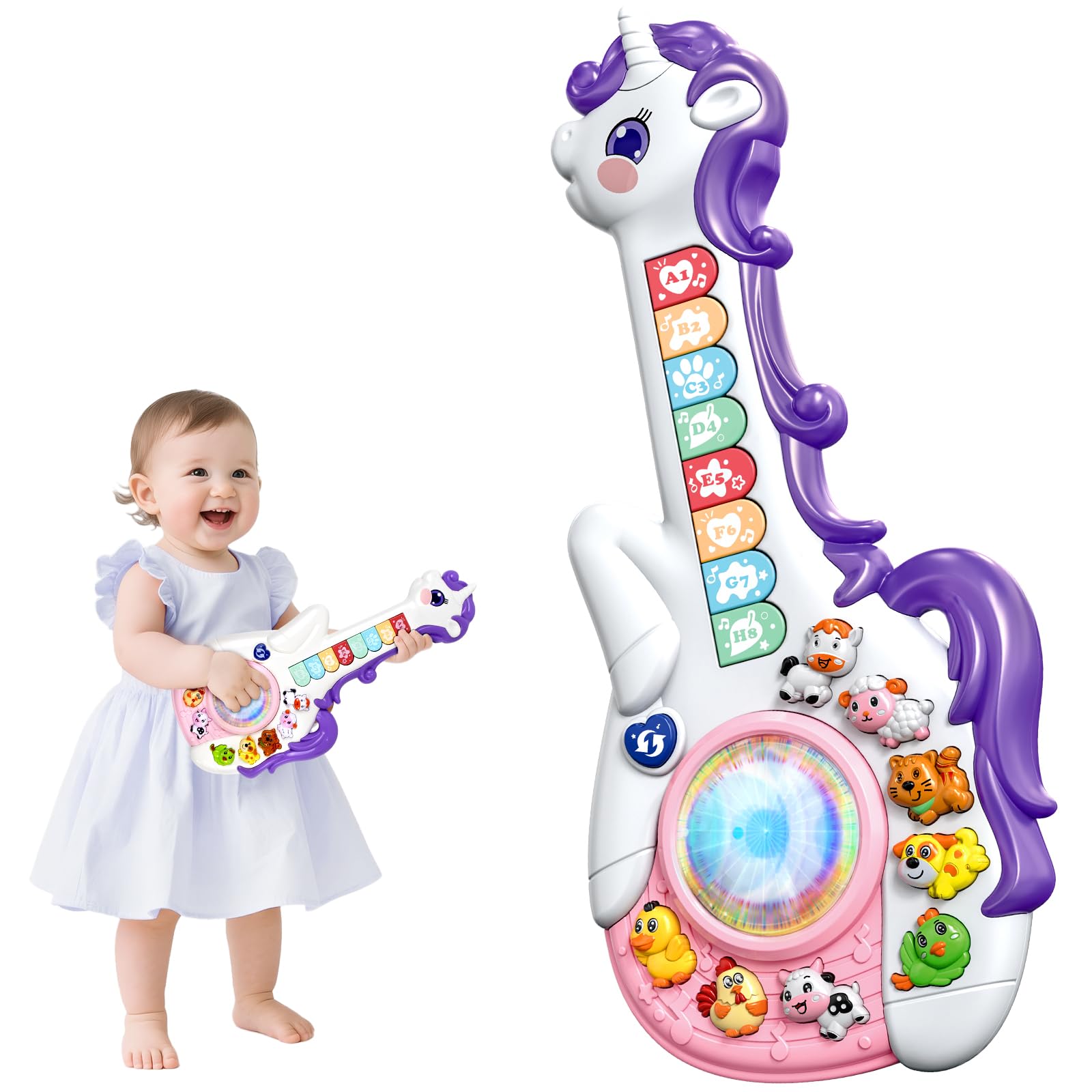Marstone unicorn musical toy with lights for baby development