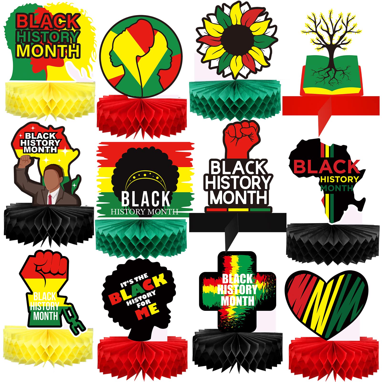 Marsui Black History Month honeycomb ball centerpiece for festive table decor