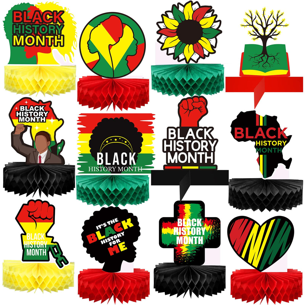 Marsui Black History Month honeycomb ball centerpiece for festive table decor
