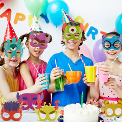 Marsui kids cartoon masks with monster patterns add color to celebrations.