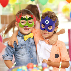 Monster-pattern props enhance photo moments at any theme party.