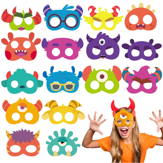 Marsui unicorn-monster safari face mask set for kids with 32 party-ready designs.