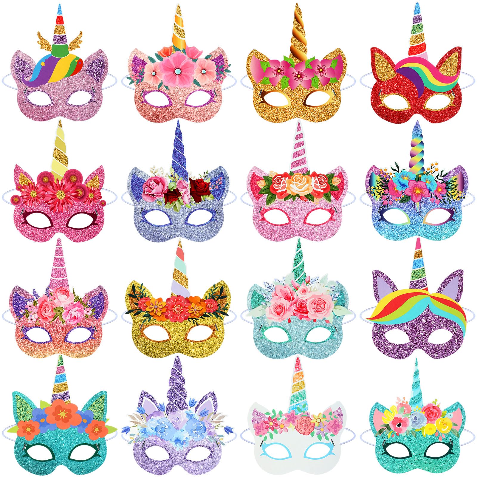 Marsui unicorn-pattern face mask set for kids' party favors and photos