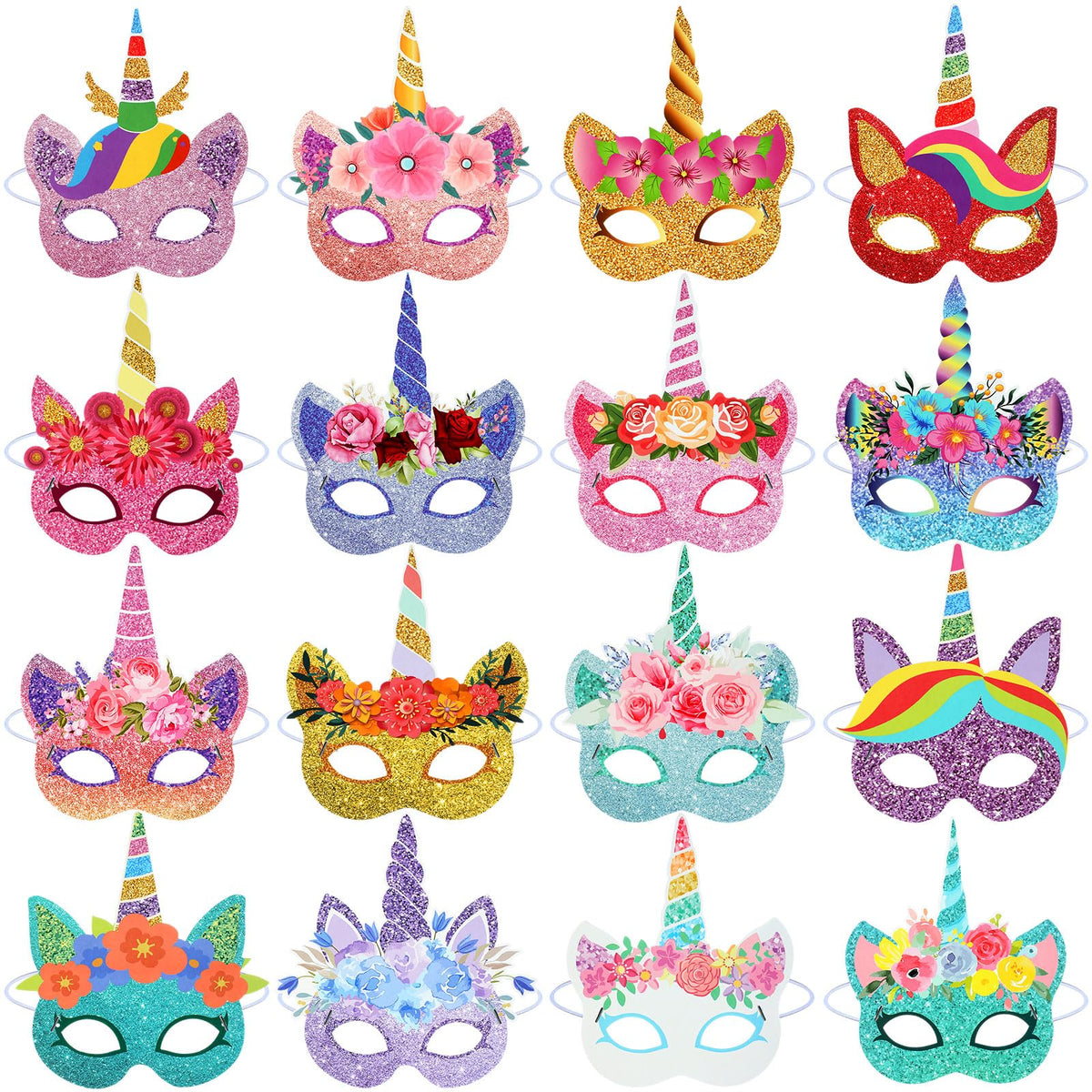 Marsui unicorn-pattern face mask set for kids' party favors and photos