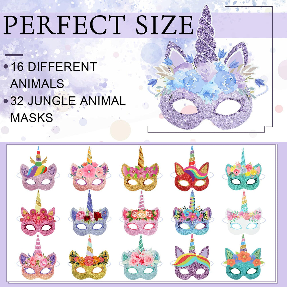 Marsui unicorn-pattern masks ideal for birthdays, baby showers, and classrooms
