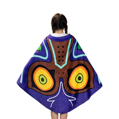 MARUKQW Zelda plush glider blanket cloak in dark blue, cozy cosplay prop front view for events