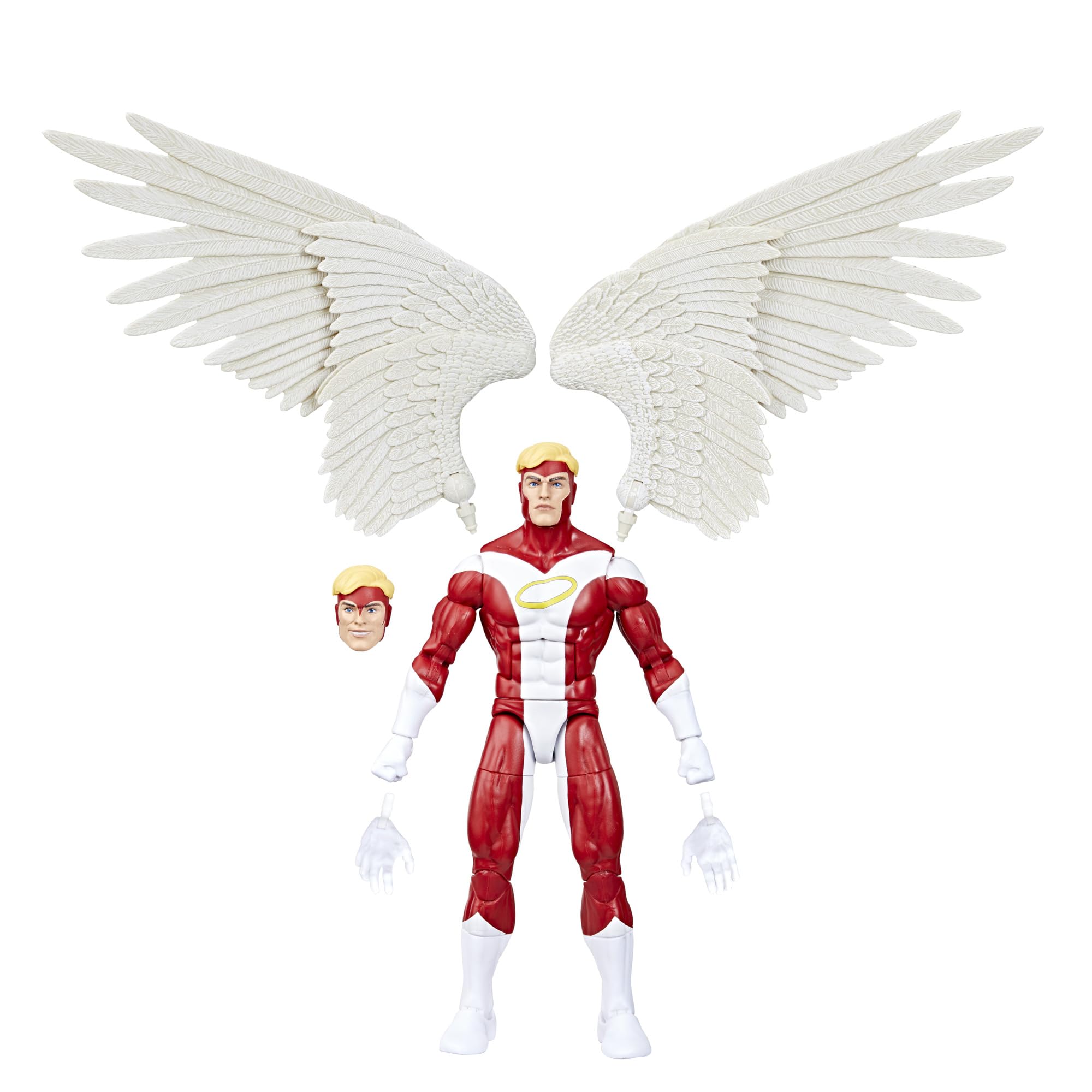 Marvel's Angel figure with deluxe wings posed for dynamic shelf display.