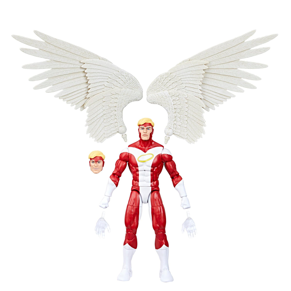 Marvel's Angel figure with deluxe wings posed for dynamic shelf display.
