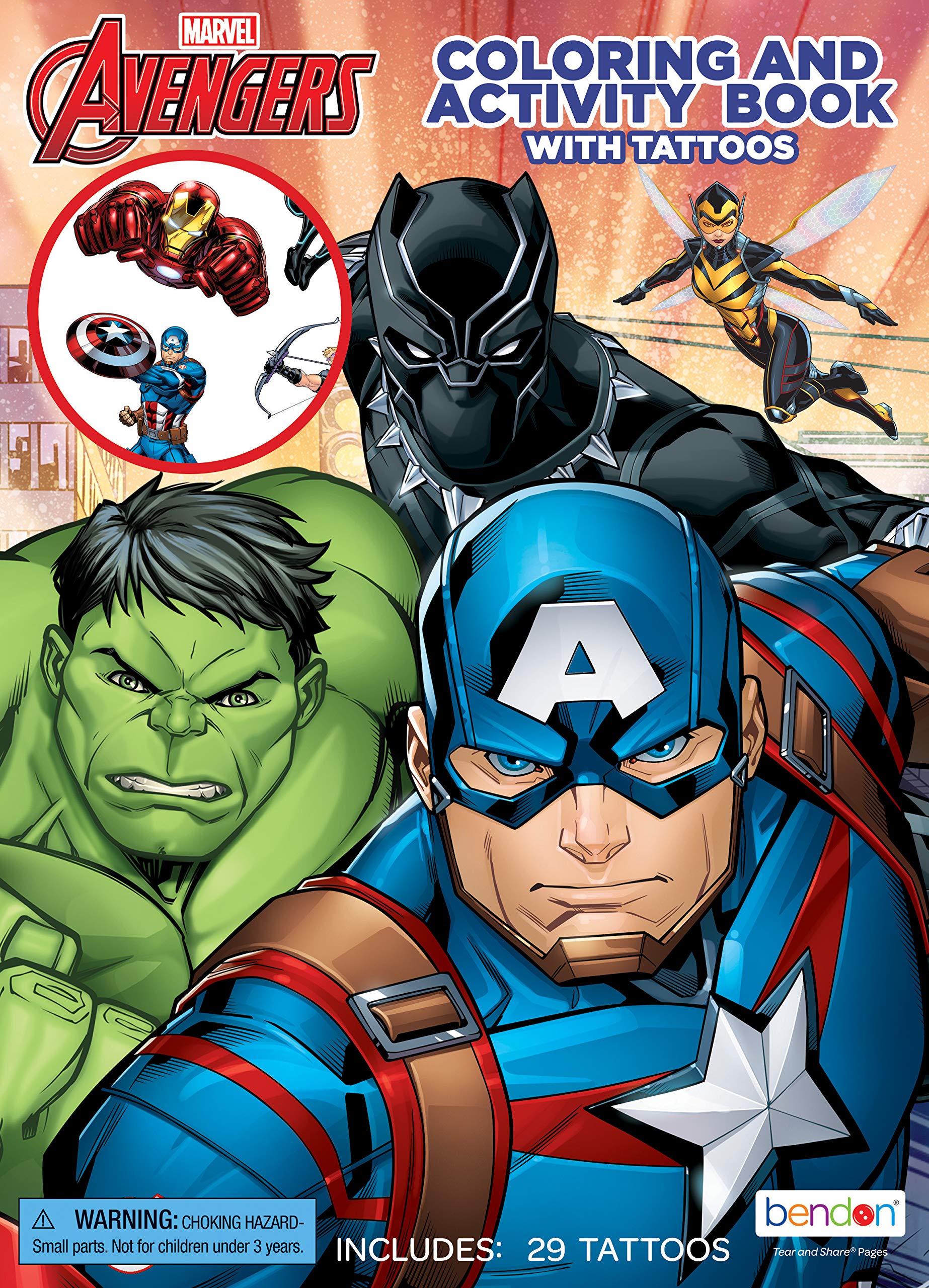 Marvel Avengers activity book cover with bold heroes for coloring and gifting